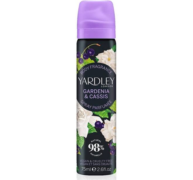 Gardenia & Cassis Body Spray 75ML Yardley- New!