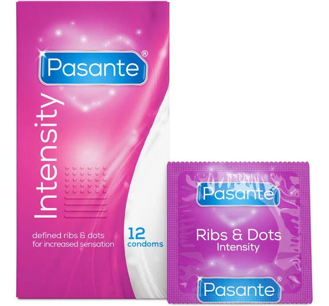 Pasante Intensity 12'S Condoms (ribs & Dots)