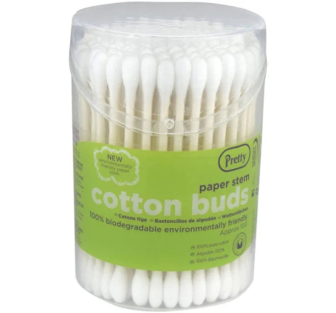 Pretty Cotton Buds - 100 Paper Stem Flip Top